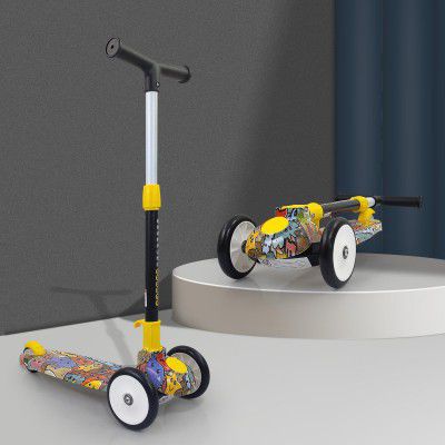 NHR Colorful Graffiti Scooty, 3 Wheel Scooter for Kids, Babies, Toddlers with Adjustable Height