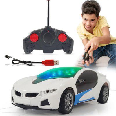 NHR Remote Control Car, Chargeable 3D Remote Control Lighting Famous Car (3+ Years, White)