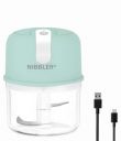 Nibbler Rechargeable Compact Electric Chopper, 250ml Storage Container | Stainless Steel Blades | Single-Touch Control for Garlic, Ginger, Onions, Vegetables, Meat, and Nuts NB-MEC01 (Turquoise)...