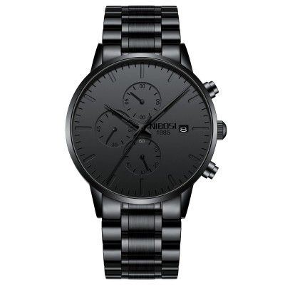 NIBOSI Mens Watches Analog Minimalist Black Dial Watches