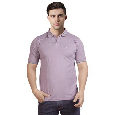 NIFTIANS Mens Light Purple Colored Polo Plain Tshirt