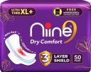 niine Dry Comfort Ultra Thin XL+ Sanitary Napkins With 3 Layer Shield for HEAVY FLOW Sanitary Pad  (Pack of 50)...