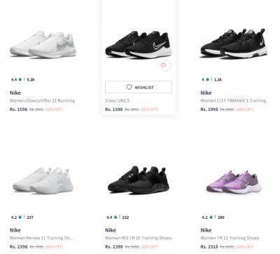 Upto 60% off on Nike Shoes | Starts at ₹1598