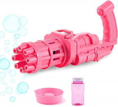 Niku 8 Hole Electric Gatling Bubble Gun for Kids for Girls, Boys and for Parties (Multicolor, 3+ Year)