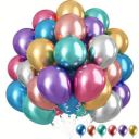 Niku Pack of 50 Multicolor Metallic Balloons with ribbon...