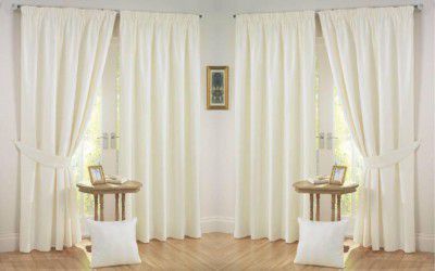 Nikunj Fabs 152.4 cm (5 ft) Polyester Semi Transparent Window Curtain (Pack Of 4) (Solid, Cream)