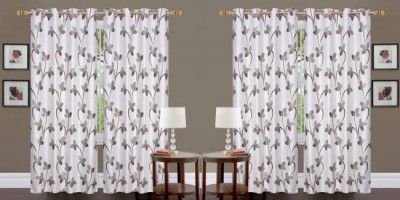 Nikunj Fabs 274.32 cm (9 ft) Polyester Semi Transparent Long Door Curtain (Pack Of 4)  (Floral, Coffee)