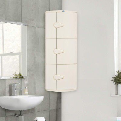 Nilkamal 3-Door Corner Storage Plastic Cabinet