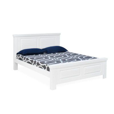 @home by Nilkamal Anderson Solid Wood King Bed Without Storage in White Finish for Bedroom