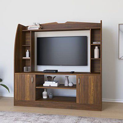 Nilkamal Beaumont Engineered Wood Wall Unit | TV Entertainment Unit Accommodate Upto 32' TV (Classic Walnut)