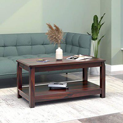 Nilkamal Casper Solid Sheesham Wood Coffee Table with 1 Open Shelf (Finish: Country Light)
