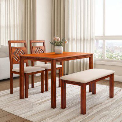 Nilkamal Cera 4 Seater Solid Wood Dining Set with Chairs & Bench