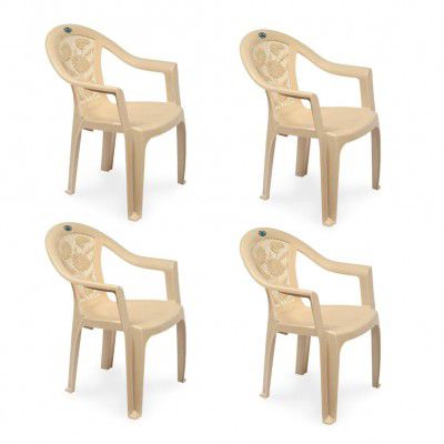 Nilkamal CHR2060 Plastic Mid Back with Arm Chair (Marble Beige)