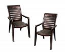 Nilkamal Chr2180 Plastic Mid Back With Arm Chair|Chairs For Home | Set Of 2,Brown...