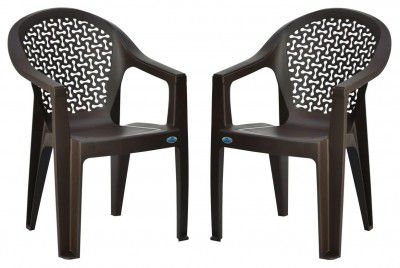 Nilkamal Comfy Plastic Chair - Set of 2 [ Brown ]