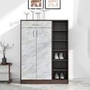Nilkamal Cresta 2 Door Engineered Wood Shoe Rack with 11 Shelves and 1 Drawer | Marble Texture | Store up to 15 to 20 Shoes...