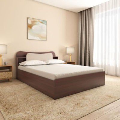 Nilkamal Daffodil King Bed | Engineered Wood Build | Headboard with Open and Closed Storage | 1 Year Warranty | Walnut