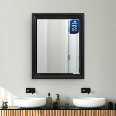 Nilkamal Gem Plastic Cabinet With Mirror, 12.5D x 44.6W x 55.3H cm (Black)