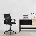 Nilkamal Giza Mid Back Upholstered Seat Mesh Back Ergonomic Office Chair...