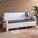 [Extra ₹2259 OFF] Nilkamal Goa 3 Seater Balcony Sofa with Cushion|Indoor & Outdoor Furniture|Patio Chair Three Seater|Perfect for GardensPoolsideCafesRestaurants and Terraces Milky White & Grey...