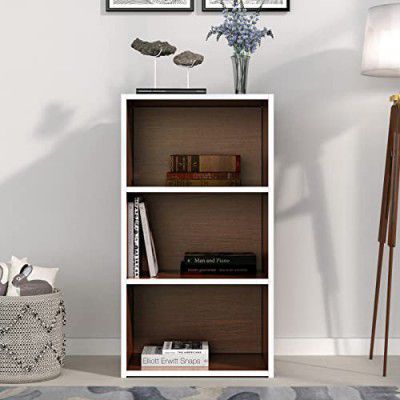 Nilkamal Halo 3 Tier Engineered Wood Free Standing Book Shelf Cabinet | Open Shelves | Urban Walnut