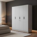 Nilkamal Joyce 4 Door Wooden Wardrobe for Bedroom | Almirah with 13 Shelves & 1 Hanging Rod | Clothes Cupboard | Engineered Wood | Frosty White...