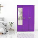Nilkamal Jupiter 3 Door with Miror Wardrobe with 1 Hanging Rod, Shelves, Drawers, & Locker (Voilet/White)...