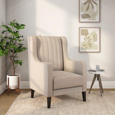 @home by Nilkamal Leroy Fabric 1 Seater Wing Back Arm Chair (Beige)