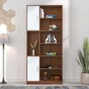 Nilkamal Madden 7 Tier Engineered Wood Open Book Shelf with 7 Open Shelves and 4 Closed Shelves| Book Case, Book Cabinet| for Living Room, Office, Bed Room | Urban Walnut and White...