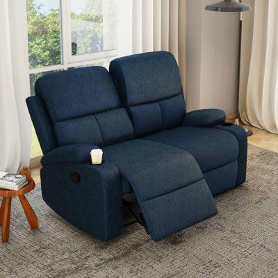 [ Extra Rs 4968 Off ] Nilkamal Matt 2 Seater Fabric Manual Recliner with Cup Holder | 1 Year Warranty | Self Assembly | Blue