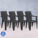 Nilkamal Mid Back Chair with Arm MYSTIQUE|For Living, Bed Room, Kitchen, Office, Outdoor Plastic Outdoor Chair (Black, Set of 4, Pre-assembled)...