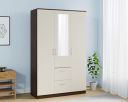 Nilkamal Mozart 3 Door Wardrobe with Mirror | Engineered Wood Almirah | Walnut White...