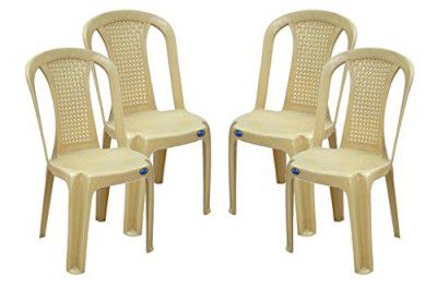 Nilkamal Plastic Armless Chair(Beige, 39x47x89cm) - Set of 4