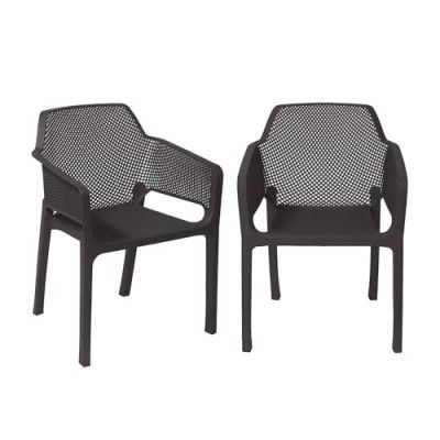 Nilkamal Plastic Chair with Arm - Set of 2 | Season Rust Brown Colour