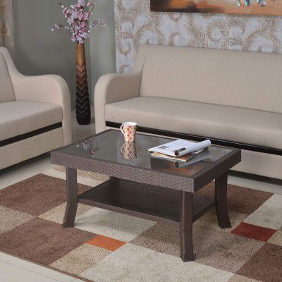 Nilkamal Plastic Contemporary 1 Cane and Glass Center Table