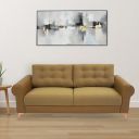 Nilkamal Rippon 3-Seater Sofa | Plush Fabric and Leatherette Upholstery | Rose Gold Legs| 1 Year Warranty |Brown...