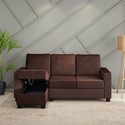 Nilkamal Shirley Lounger 2 Seater Fabric Upholstered Sofa in Choco Brown Color