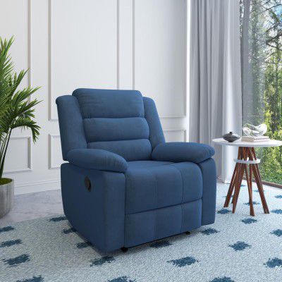 Nilkamal Sierra Velvet Fabric Manual Recliner | 1 Seater Sofa | Single Recliner | 1 Seater Chair Sofa | Finish Color - Blue