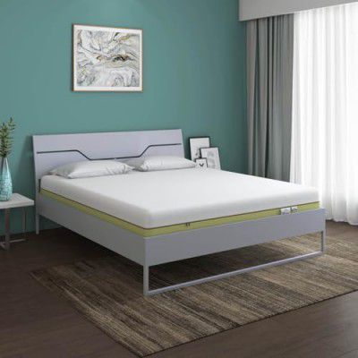 Nilkamal SLEEP King Size Grande Wood and Metal Hybrid Bed with ECOAIR Latex Mattress (Grey, 78x72x6)