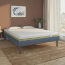 Nilkamal SLEEP Queen Size Velvette Upholstered Bed with ECOAIR Latex Mattress (Blue, 78x60x6)...