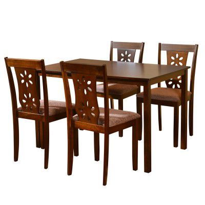 Nilkamal Sutlej Solid Rubber Wood Dining Table 4 Seater