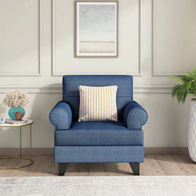 Nilkamal Velma 1 Seater Fabric Sofa with Cushion | 1 Year Warranty | Blue