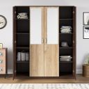 Nilkamal Willy 4 Door Wardrobe with Mirror | Engineered Wood Almirah |Two Mirror, 11 Shelves & 1 Drawer |1 Year Warranty | New Wenge...