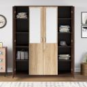 Nilkamal Willy 4 Door Wooden Wardrobe With Mirror for Bedroom | Almirah with 1 Hanging Rod, 12 Shelves & 1 Locakble Drawer | Clothes Cupboard | Engineered Wood | New Wenge...