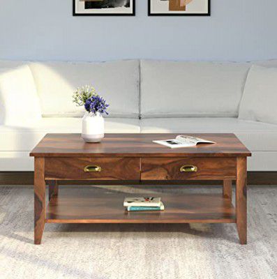 [Extra Rs 5500 OFF] Nilkamal Zanus Wooden Coffee Table with 2 Drawers and 1 Open Shelf (Finish: Walnut)