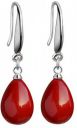 Nilus Collection Womens Pearl Drop Earrings, Silver Plated Round Pearl Dangle and Drop Earrings ( Pack of 2, Combo of Red-White drop color)...