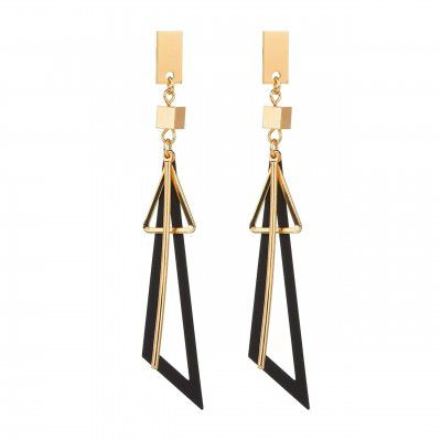 NILUS Fancy Hollow Triangle Long Geometric Drop Earrings for Girls (Gold & Black)