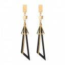 NILUS Fancy Hollow Triangle Long Geometric Drop Earrings for Girls (Gold & Black)...