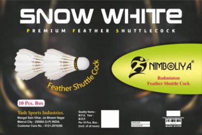 NIMBOLIYA SNOE WHITE Feather Shuttle - White (Fast, 79, Pack of 10)