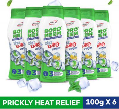 Nimson Boro Neem Cool Talc Ghamori Nashak Prickly Heat Talcum Powder (6 x 100 g)